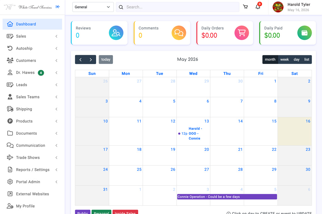 Custom backend business management platform
