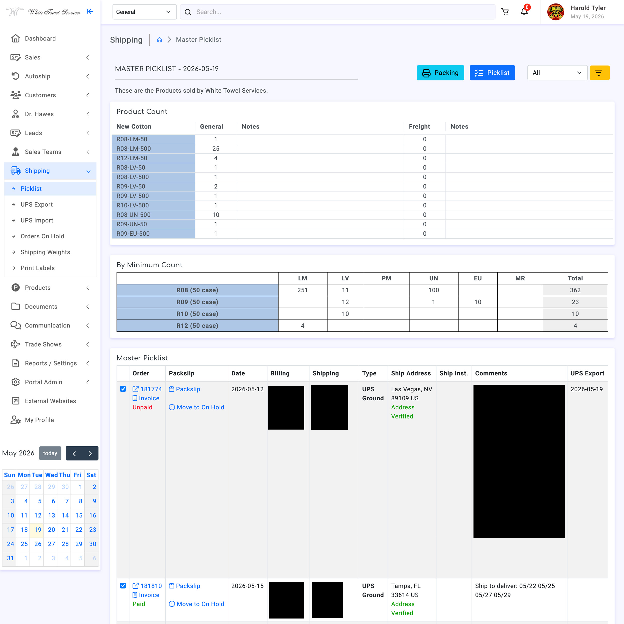 Custom reporting dashboard and business system