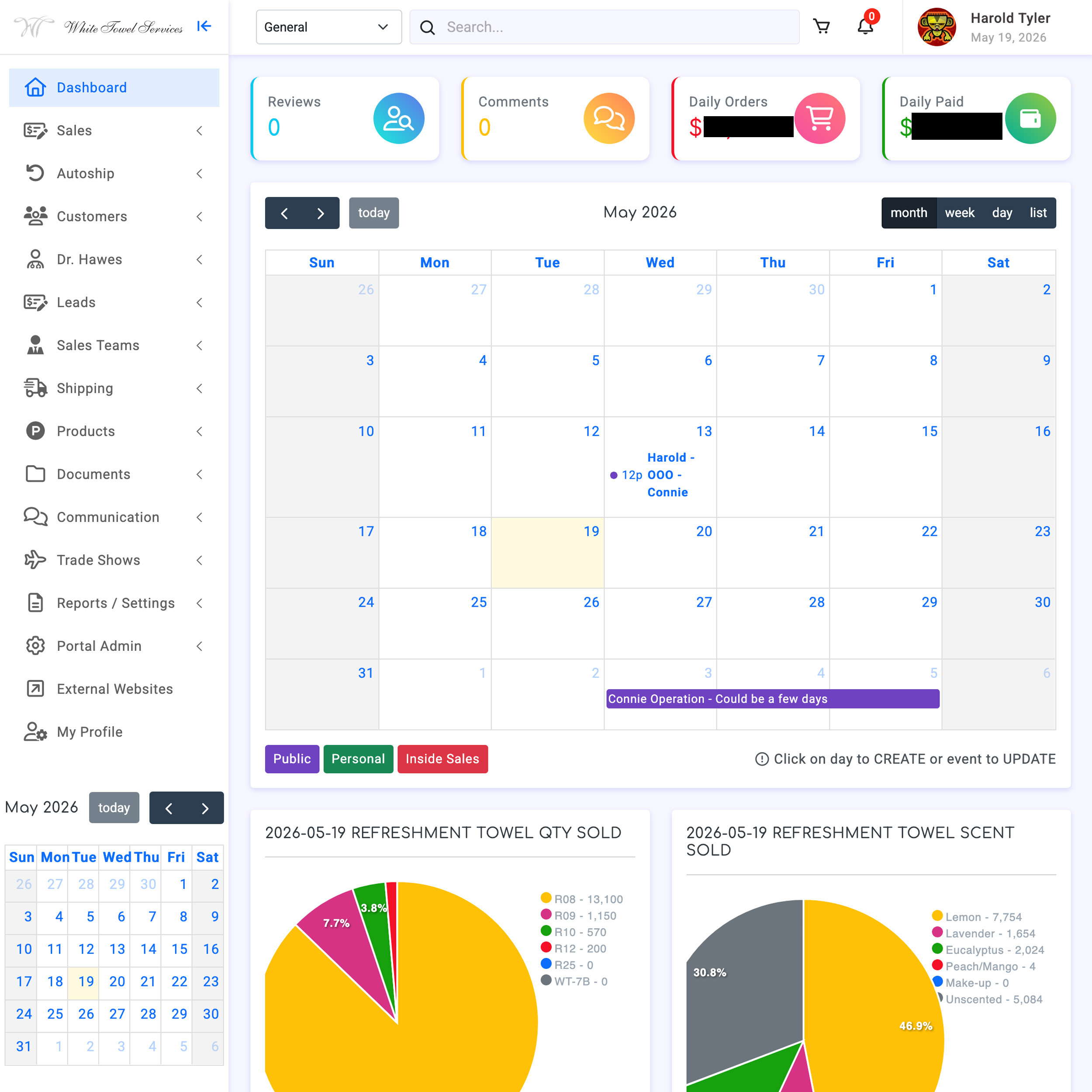Custom admin portal and backend system